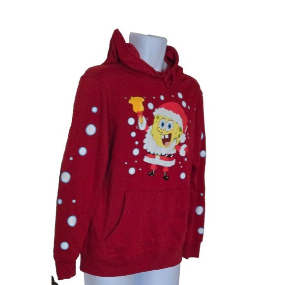 Nickelodeon Spongebob Squarepants Christmas Red Hoodie Size Medium Unisex - Picture 3 of 7